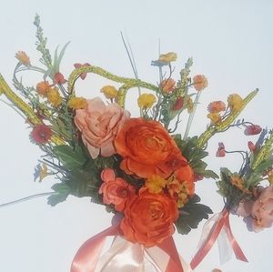 Tangerine bridal bouquet 7 piece set